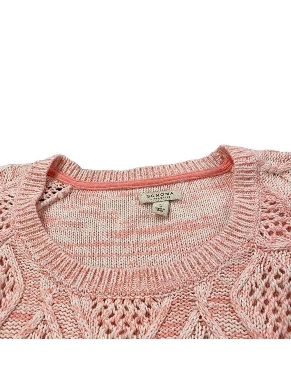 Sonoma Goods For Life Marled Cable Knit Diamond Pattern Sweater Pink Size Large - Picture 5 of 12